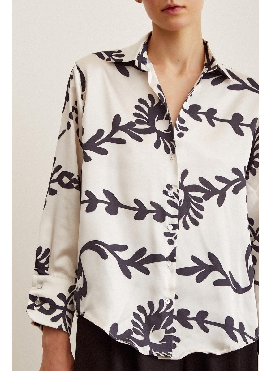 Never More Patterned Satin Shirt  - Image 2