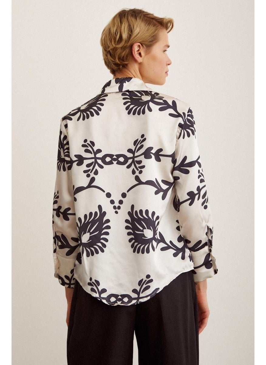 Never More Patterned Satin Shirt  - Image 4