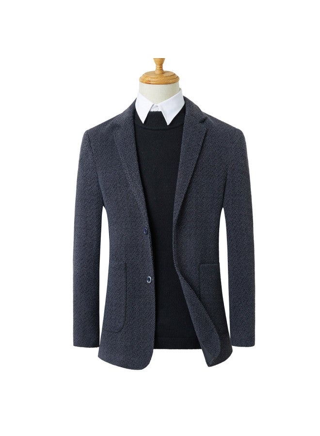 Flying in the snow Leisure Fashion Blazer] Men's Jacket With Suit Collar, Versatile And Simple Dad's Autumn Jacket - Image 2