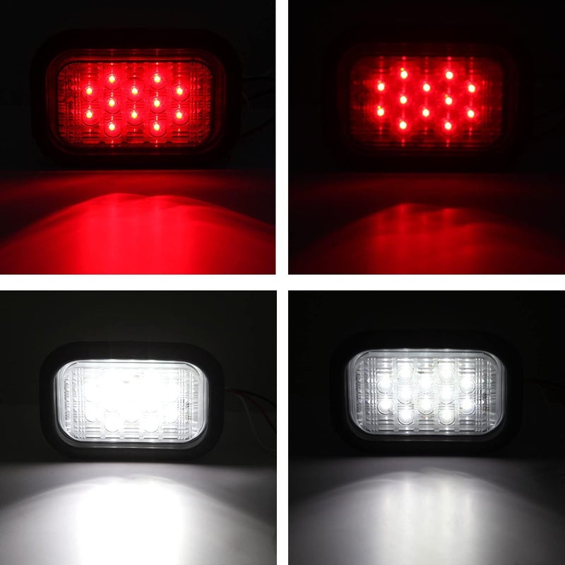 Partswcgg 6Pcs 5"x3" Rectangle LED Stop/Turn/Tail/Brake & Backup Reverse Truck Trailer Tail Lights - Image 3