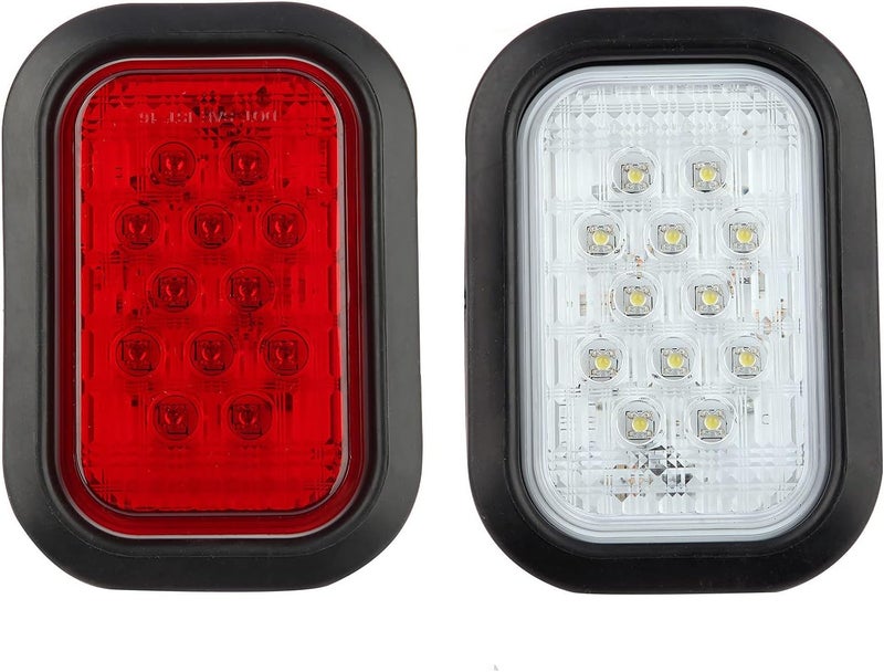 Partswcgg 6Pcs 5"x3" Rectangle LED Stop/Turn/Tail/Brake & Backup Reverse Truck Trailer Tail Lights - Image 2
