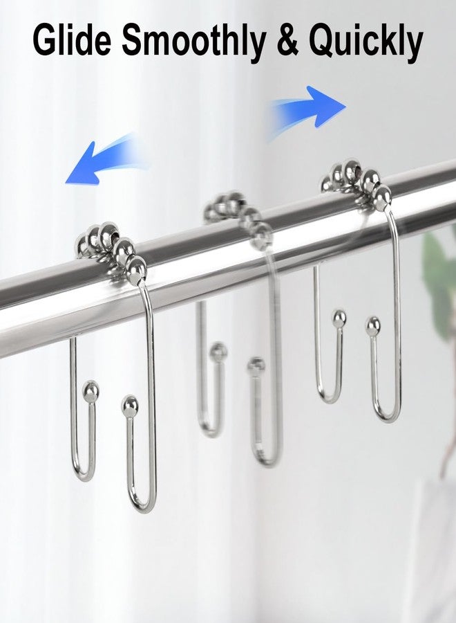 Resze U Shaped Shower Curtain Hooks Rings,12 Pcs Durable Rust Resistant Metal Shower Hooks, Double Glide Smoothly Anti-Drop Shower Rings for Shower Curtain Rod,Chrome - Image 4