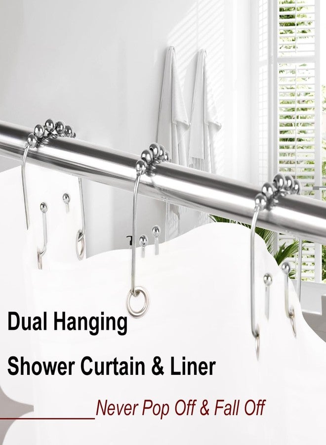 Resze U Shaped Shower Curtain Hooks Rings,12 Pcs Durable Rust Resistant Metal Shower Hooks, Double Glide Smoothly Anti-Drop Shower Rings for Shower Curtain Rod,Chrome - Image 3