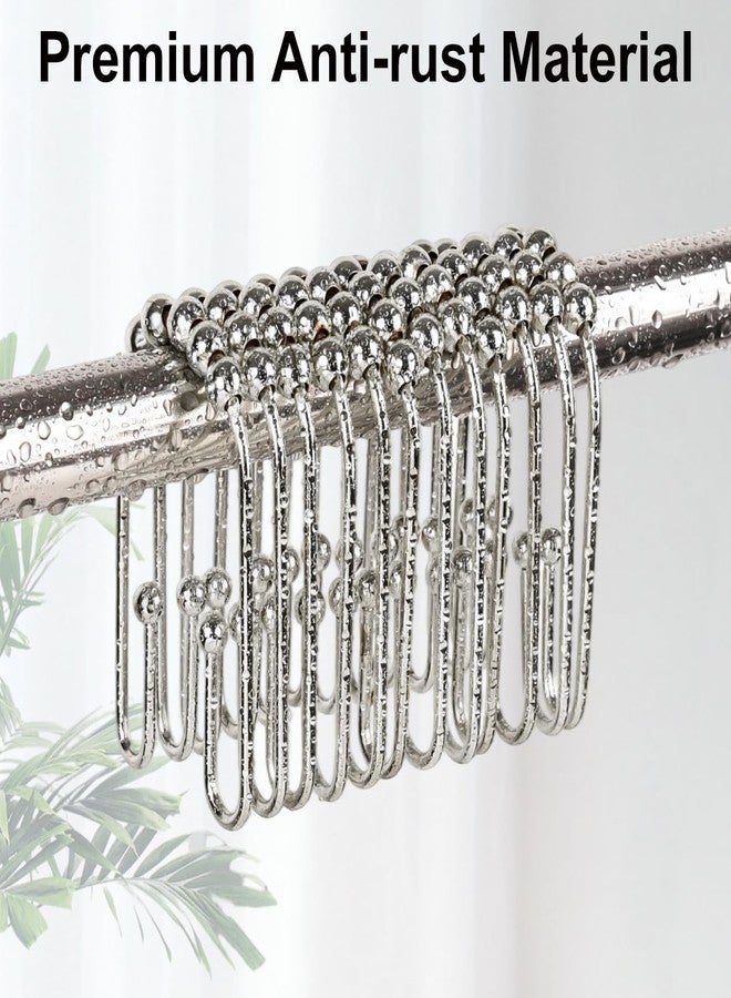 Resze U Shaped Shower Curtain Hooks Rings,12 Pcs Durable Rust Resistant Metal Shower Hooks, Double Glide Smoothly Anti-Drop Shower Rings for Shower Curtain Rod,Chrome - Image 5