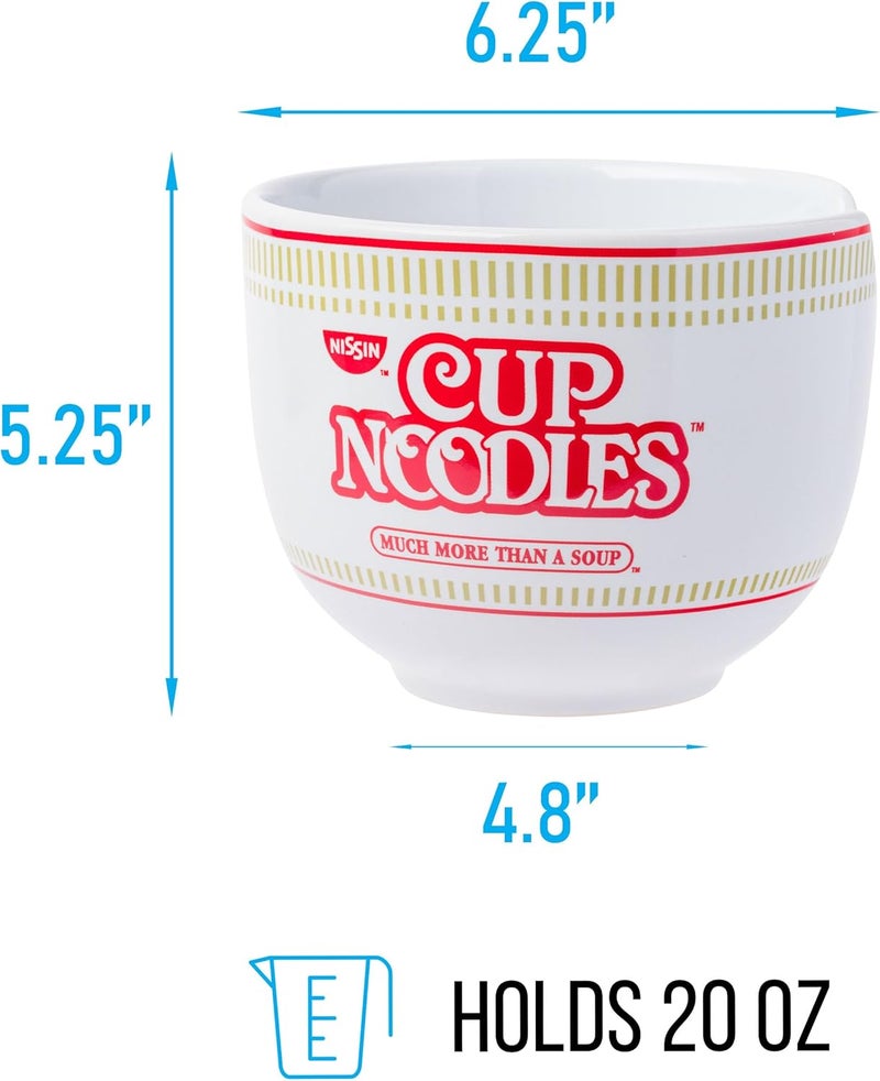 Silver Buffalo Nissin Classic Cup Noodles Logo Much More than a Soup Ceramic Ramen Noodle Rice Bowl with Chopsticks Microwave Safe 20 Ounces - Image 2