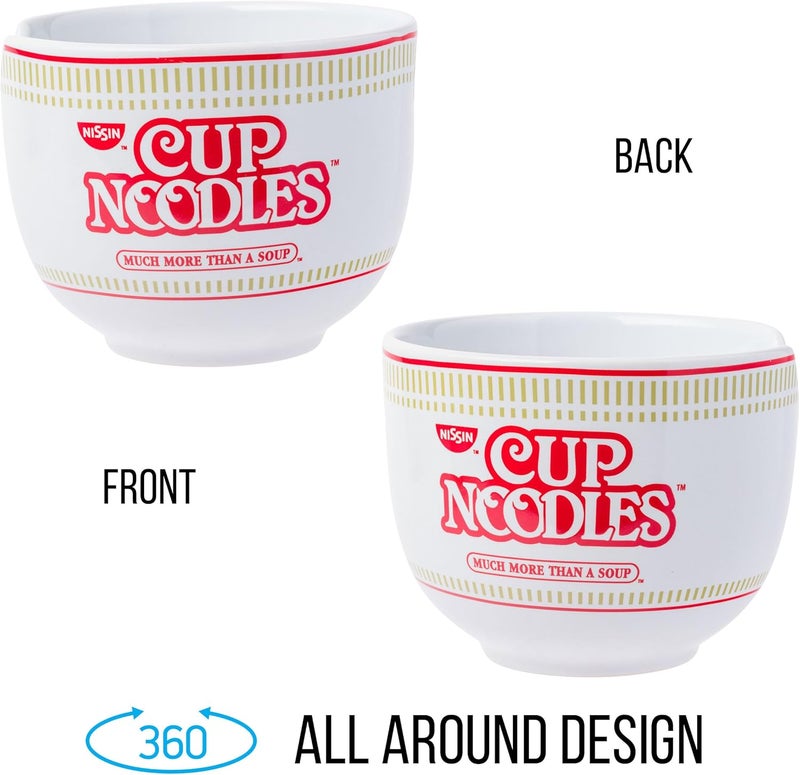 Silver Buffalo Nissin Classic Cup Noodles Logo Much More than a Soup Ceramic Ramen Noodle Rice Bowl with Chopsticks Microwave Safe 20 Ounces - Image 5