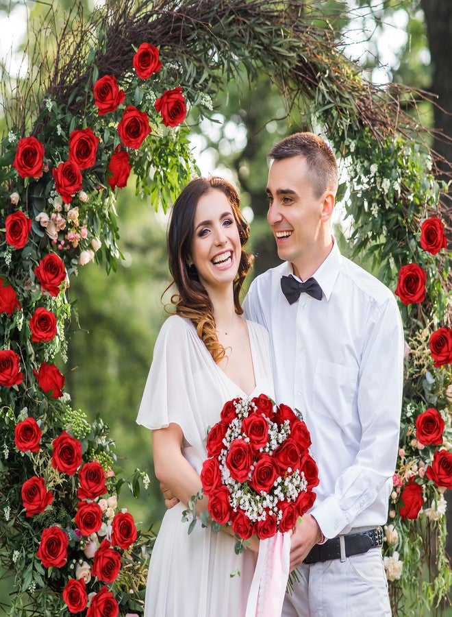 JUSTOYOU 30PCS Artificial Roses Silk Flowers in Bulk, Realistic Red Fake Roses for Wedding Decorations, Home Decor, Centerpieces, Indoor Floral Arrangements - Image 5