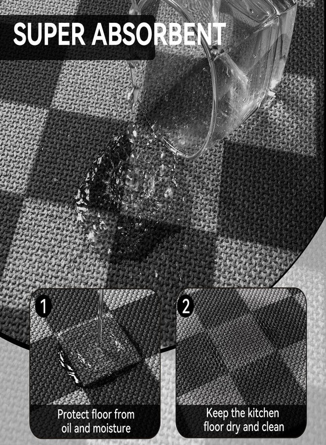YDKGL Kitchen Mats For Floor, Soft Anti Fatigue Super Absorbent Kitchen Rugs Non Slip Washable, Linen-Look Woven Cushion Kitchen Runner Rug, Kitchen Sink Mat Standing Mat, Black Gray Checkered 17"x30" - Image 5