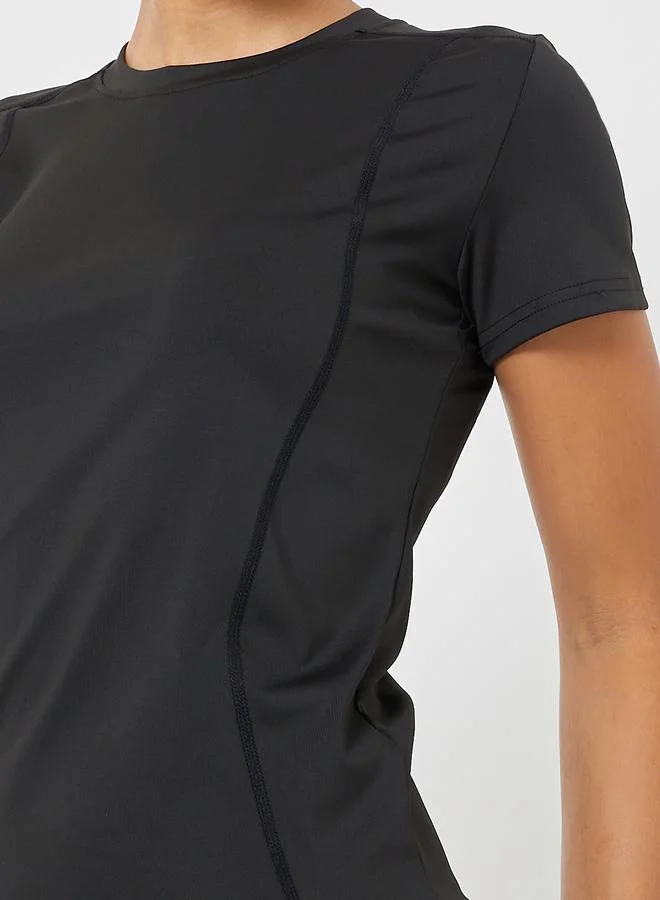 Styli Active  Stitch Detail Short Sleeves Top And Leggings Set for Women | Best Price UAE