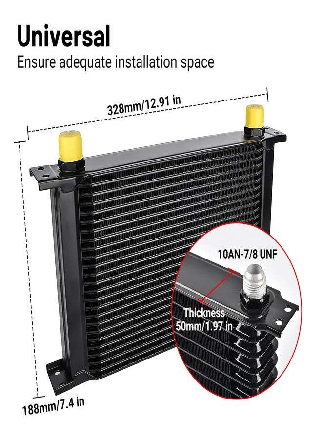 EVIL ENERGY 25 Row Oil Cooler, 10AN Stacked Plate Transmission Engine Cooler Universal British Radiator Aluminium Black - Image 2