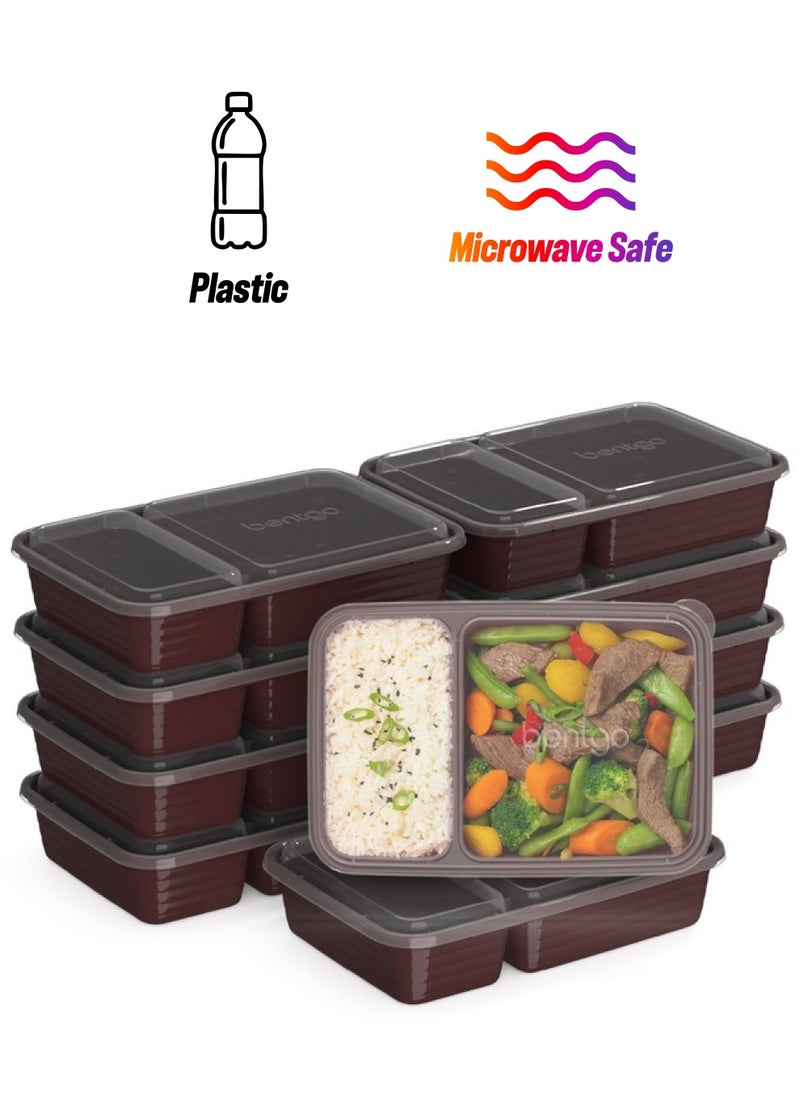 Bentgo - Bentgo 20-Piece Lightweight, Durable, Reusable BPA-Free 2-Compartment Containers - Microwave, Freezer, Dishwasher Safe - Burgundy - Image 1