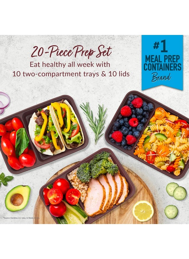Bentgo - Bentgo 20-Piece Lightweight, Durable, Reusable BPA-Free 2-Compartment Containers - Microwave, Freezer, Dishwasher Safe - Burgundy - Image 1