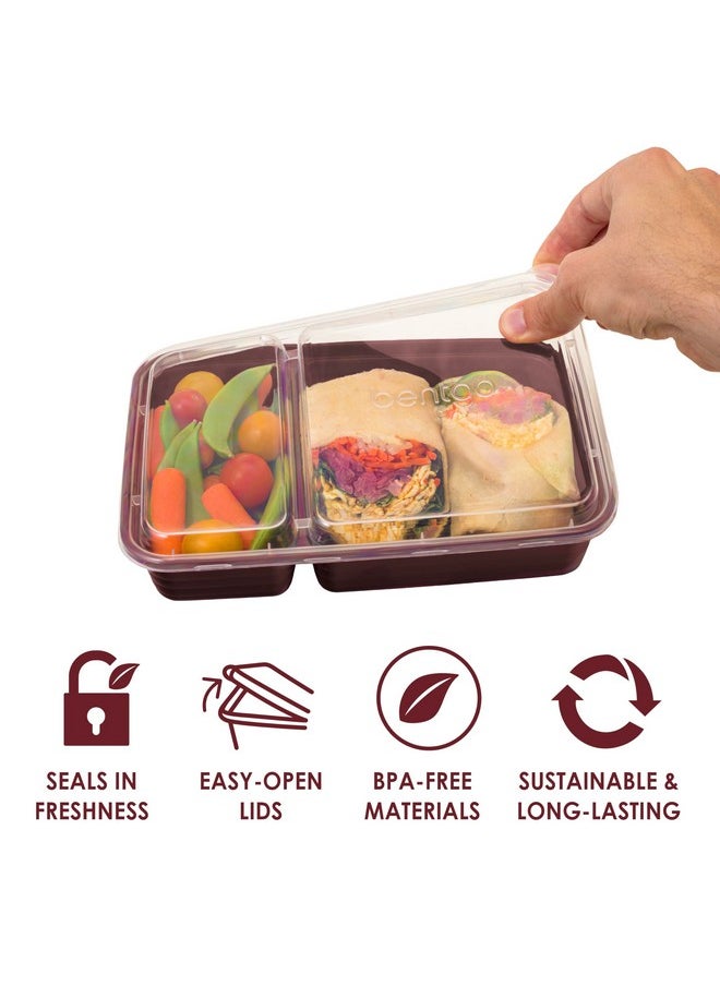 Bentgo - Bentgo 20-Piece Lightweight, Durable, Reusable BPA-Free 2-Compartment Containers - Microwave, Freezer, Dishwasher Safe - Burgundy - Image 1
