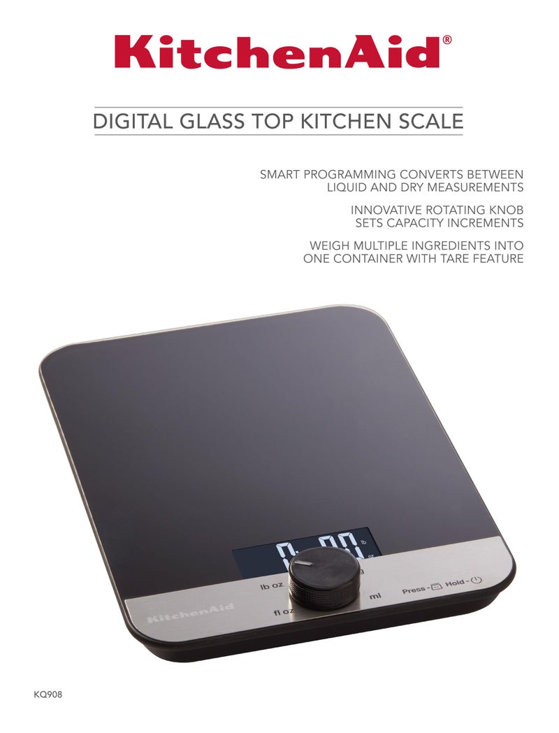 KitchenAid KQ908 Glass Surface 11 Pound Capacity Digital Kitchen and Food Scale, Black - Image 4