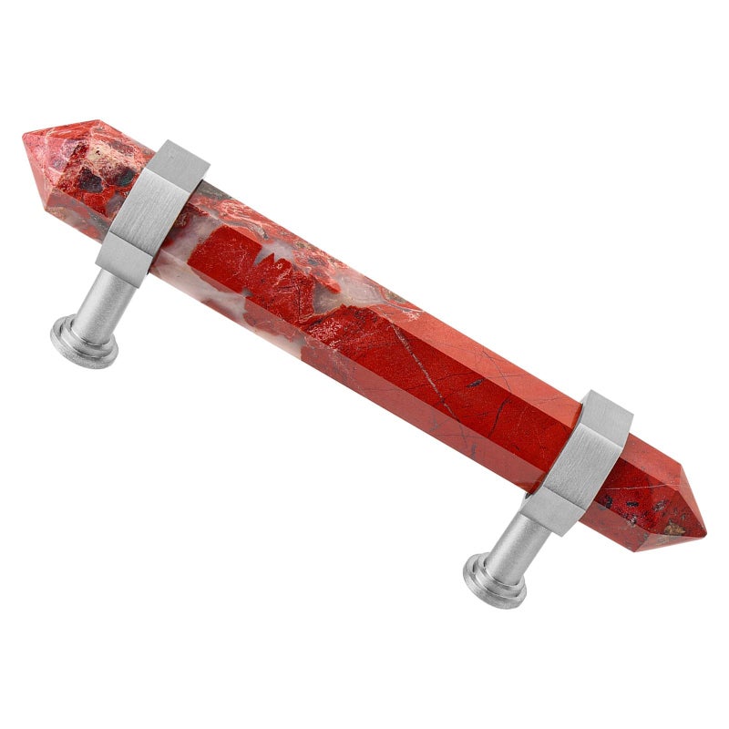 mookaitedecor Brushed Stainless Steel with Red Jasper Double Crystal Points Drawer Pulls Cabinets Handles Door Knobs for Dresser Cupboard Kitchen Decor - Image 2