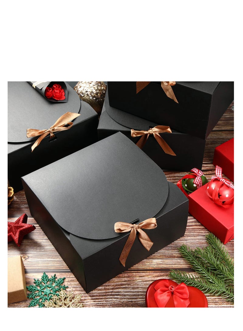 SYOSI 12 Pcs Gift Boxes with Lids 6.5 x 6.5 x 2 Inch Bridesmaid Proposal Box Black Gift Boxes for Presents for Wedding Gift Birthday Christmas Packaging Chocolate Cupcake Crafting (Black)  - Image 2