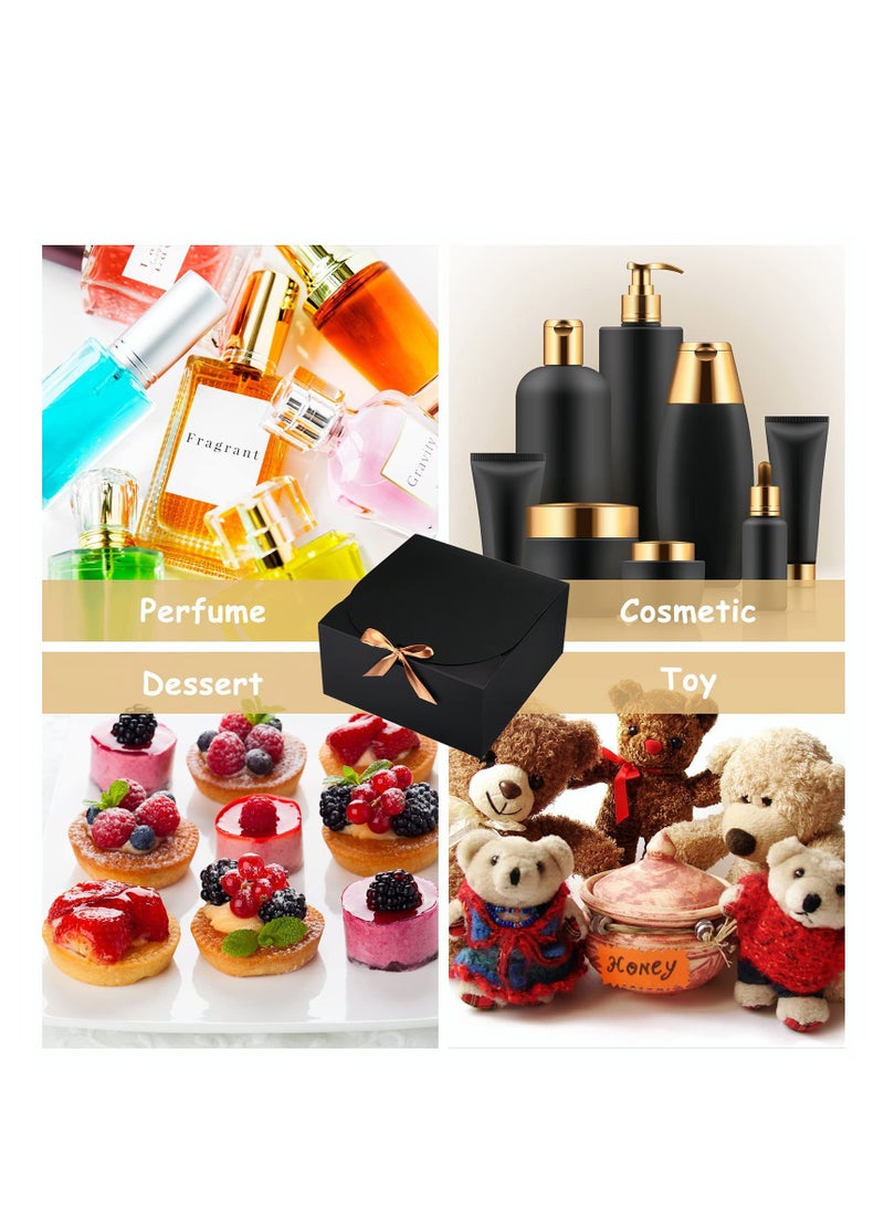 SYOSI 12 Pcs Gift Boxes with Lids 6.5 x 6.5 x 2 Inch Bridesmaid Proposal Box Black Gift Boxes for Presents for Wedding Gift Birthday Christmas Packaging Chocolate Cupcake Crafting (Black)  - Image 4