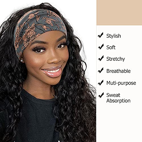 YONUF Wide Boho Headbands for Women Fashion Knotted Headband Yoga Workout Hair Accessories African Head Wrap 4 Pack - Image 4