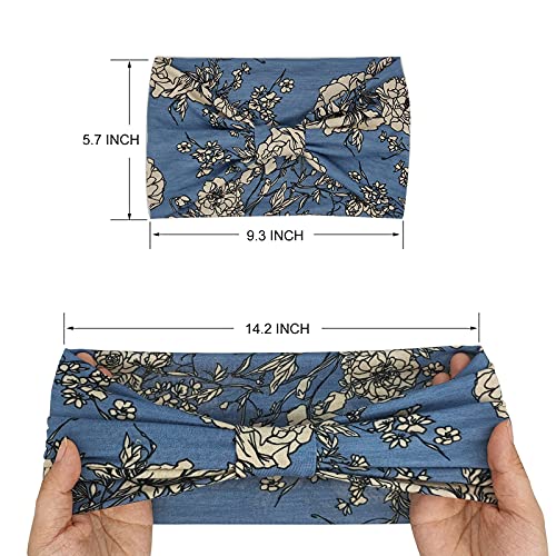 YONUF Wide Boho Headbands for Women Fashion Knotted Headband Yoga Workout Hair Accessories African Head Wrap 4 Pack - Image 3