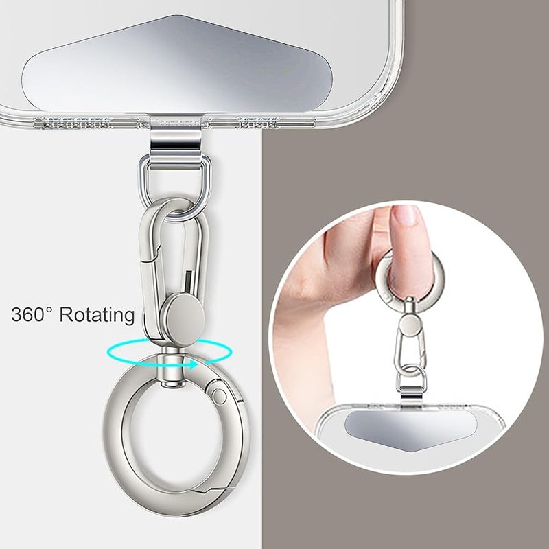 TENOC Metal Phone Tether, Universal Cellphone Lanyard Pad with 360 Rotation Spring Ring - Image 3