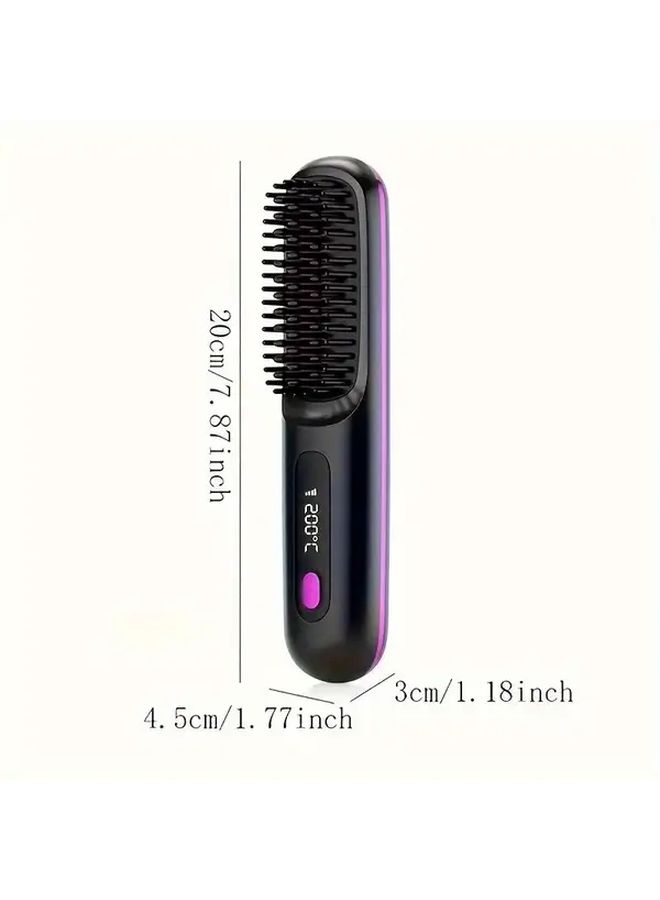 Portable Wireless Hair Straightener With LCD Display Ceramic Heating USB Charging 3 Temperature Settings Negative Ion Technology Anti Scald Design LED Indicator Travel Lightweight Summer Gift For Women Black - Image 2
