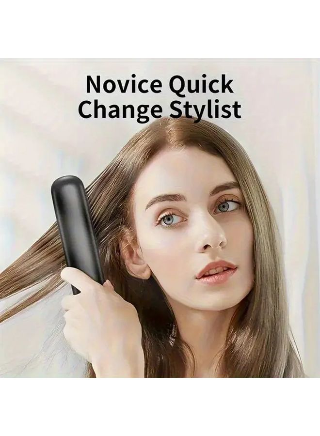 Portable Wireless Hair Straightener With LCD Display Ceramic Heating USB Charging 3 Temperature Settings Negative Ion Technology Anti Scald Design LED Indicator Travel Lightweight Summer Gift For Women Black - Image 4