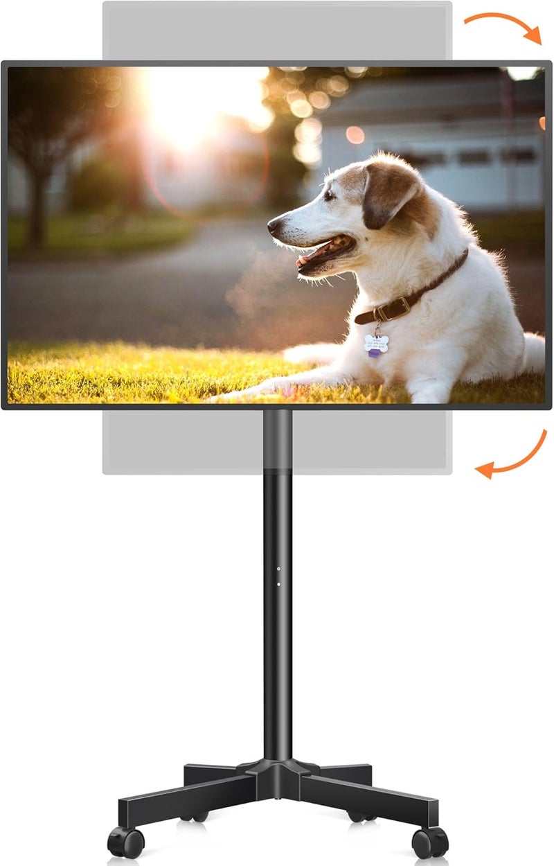 Xinlei Mobile TV Carts, Rotating Rolling TV Stand on Wheels for 13-50" Flat/Curved TVs Height Adjustable 30° Tilt Floor TV Stand Portable Monitor Stand Holds up to 44lbs Max VESA 200x200mm ML1350 - Image 1