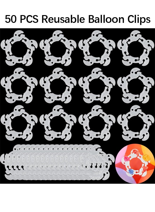Wffo 50 PCS Reusable Balloon Clips, Plastic Balloon Arch Connectors Balloon Garland Kit, Flower Shape Balloon Clip Accessories for Wedding Baby Shower Birthday Party Decorations - Image 1