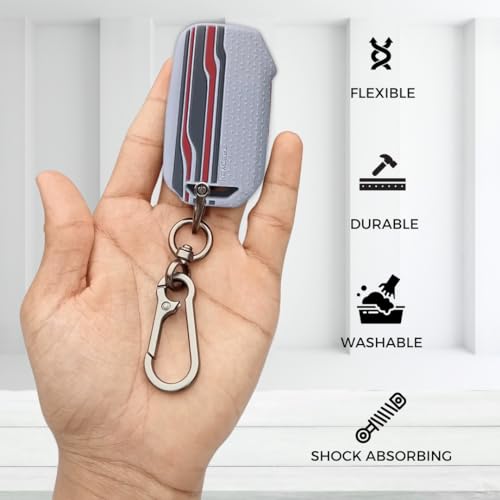 Keycept™ Tristar Key Cover for Kia Sonet | Kia Carens | Kia EV6 | Kia Seltos 2023 2024 and Facelift Model Premium Accessory for 4 Button smart Key with Keychain. (Type 1, Grey) - Image 5