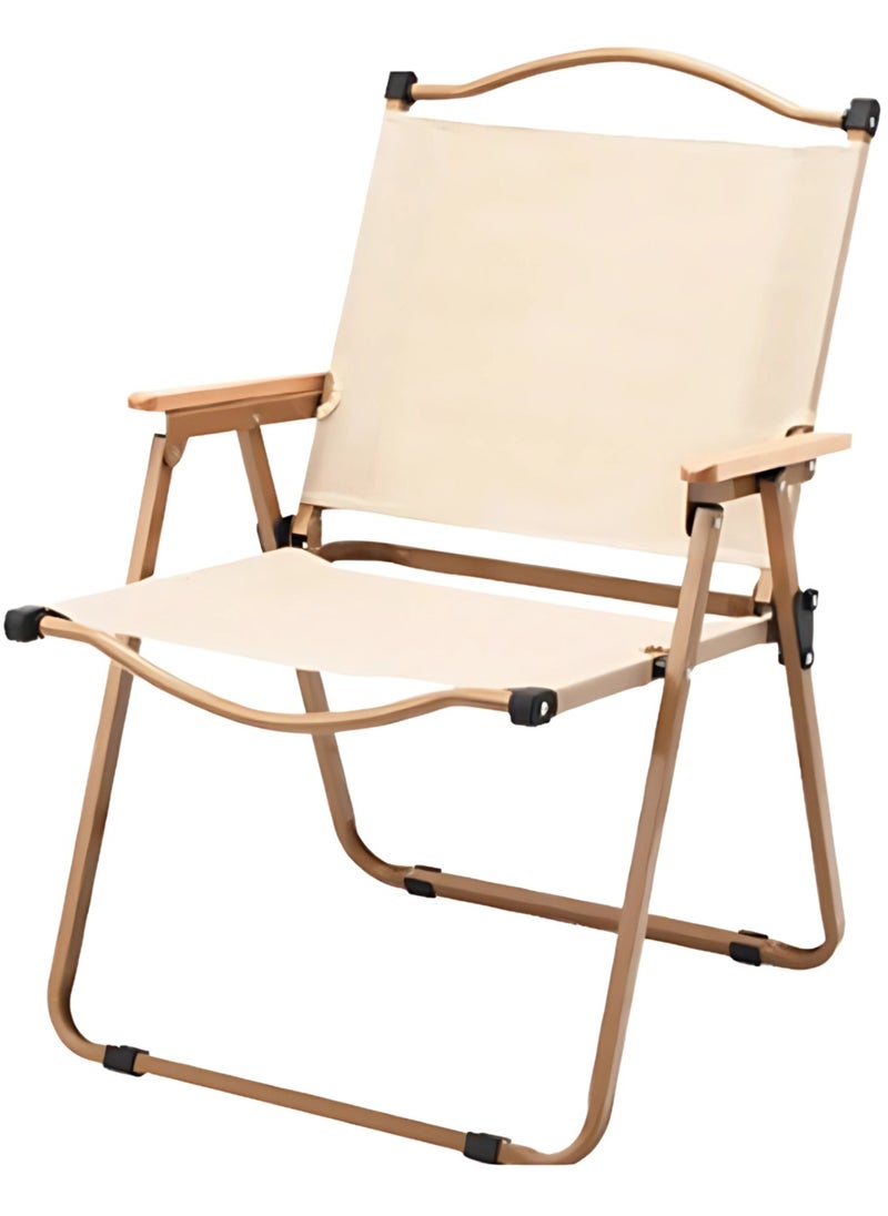 Manful Portable Folding Camping Chair Beige, Lightweight Folding Chair for Outdoor Enthusiasts  - Image 1