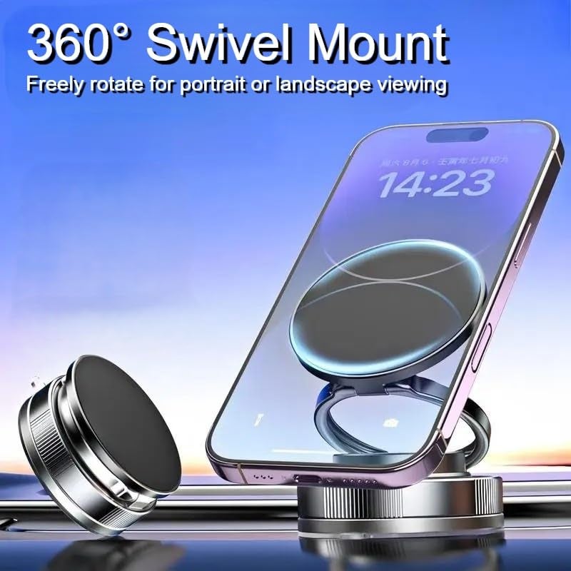 US LITE Magnetic Foldable Mobile Phone Stand with 360° Rotation | Strong Suction Cup | Adjustable Holder for Car, Desk, Gym, Kitchen, Bathroom | Compatible with All Smartphones – Black - Image 3