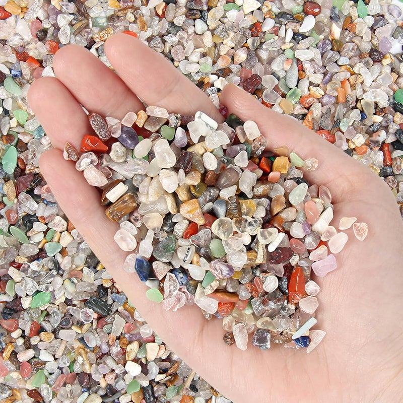 Orientrea 2.2lb Natural Mixed Crystal Chips- Mini Crushed Gemstones Bulk, Colorful Aquarium Fish Tank Gravel Rocks, Irregular Chips for Aquarium, Vase Fillers, Succulents, Indoor Planters & DIY Crafts - Image 1