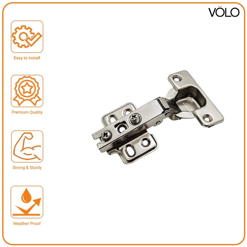 Volo European Style Steel Auto Concealed Cabinet Hinges Pack of 5 Sets 0 Crank Full Overlay - Image 3