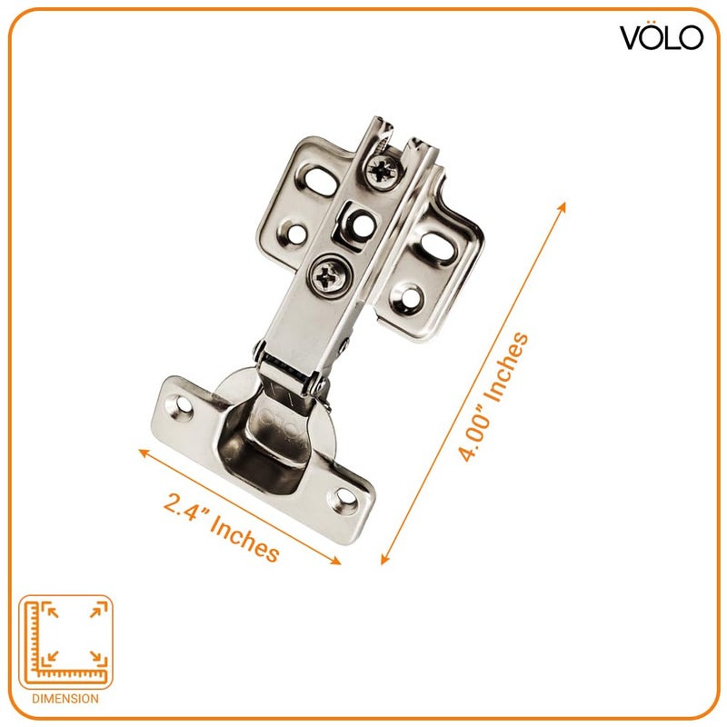 Volo European Style Steel Auto Concealed Cabinet Hinges Pack of 5 Sets 0 Crank Full Overlay - Image 2