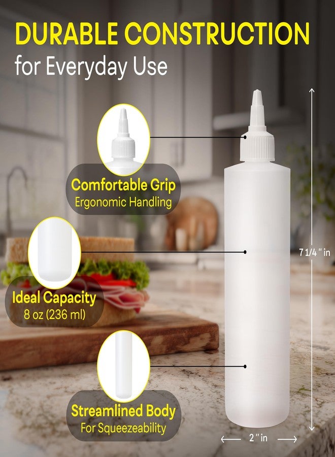 BRIGHTFROM Condiment Squeeze Bottles, 8 OZ Empty Squirt Bottle with Twist Top Cap, Leak Proof - Great for Ketchup, Mustard, Syrup, Sauces, Dressing, Oil, Arts and Crafts, BPA FREE Plastic - 3 PACK - Image 3