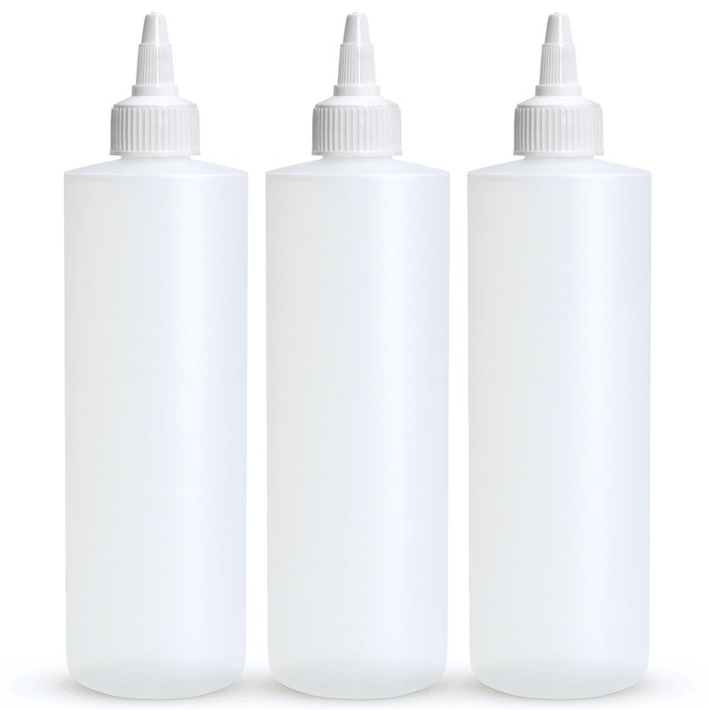 BRIGHTFROM Condiment Squeeze Bottles, 8 OZ Empty Squirt Bottle with Twist Top Cap, Leak Proof - Great for Ketchup, Mustard, Syrup, Sauces, Dressing, Oil, Arts and Crafts, BPA FREE Plastic - 3 PACK - Image 1