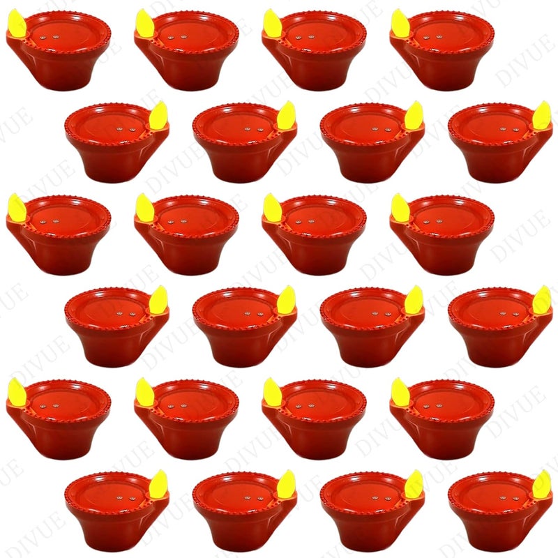 VAIDUE Water Sensor Diya Lights Electric Flameless Smokeless 24 PCS Diya EcoFriendly Led Diyas Candle EDiya Warm Ambient Lights for Home Decor Diwali New Year Festival Decoration24 Red Diyas - Image 1
