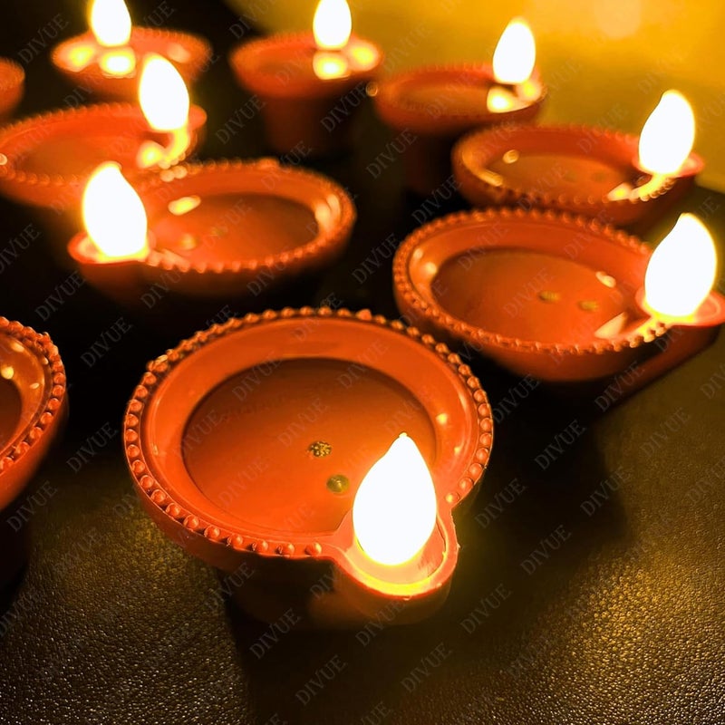 VAIDUE Water Sensor Diya Lights Electric Flameless Smokeless 24 PCS Diya EcoFriendly Led Diyas Candle EDiya Warm Ambient Lights for Home Decor Diwali New Year Festival Decoration24 Red Diyas - Image 5