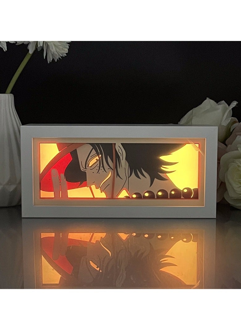 general Paper carved lanterns, One Piece Ace multi-color RGB remote control paper carved lanterns, anime peripheral night lights, gifts for anime fans and children - Image 4