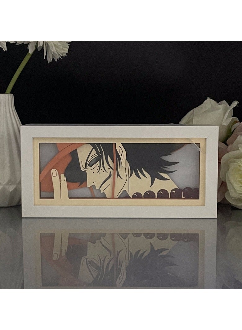 general Paper carved lanterns, One Piece Ace multi-color RGB remote control paper carved lanterns, anime peripheral night lights, gifts for anime fans and children - Image 3