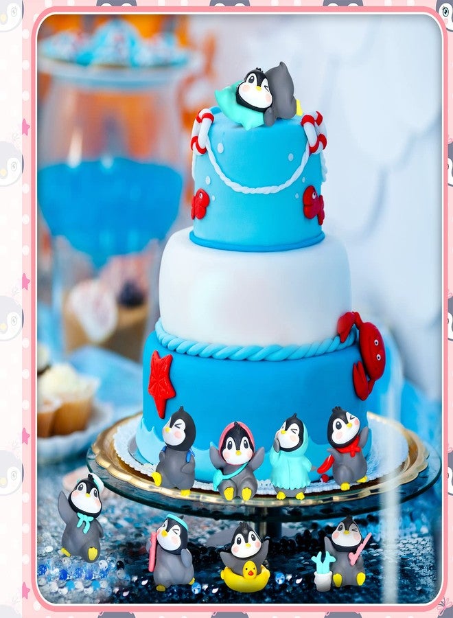 Macarrie 24 Pieces Mini Penguin Figurines Collection Playset - Birthday Cake Cupcake Topper, Cartoon Character Toys, Garden Party Decoration - Image 5