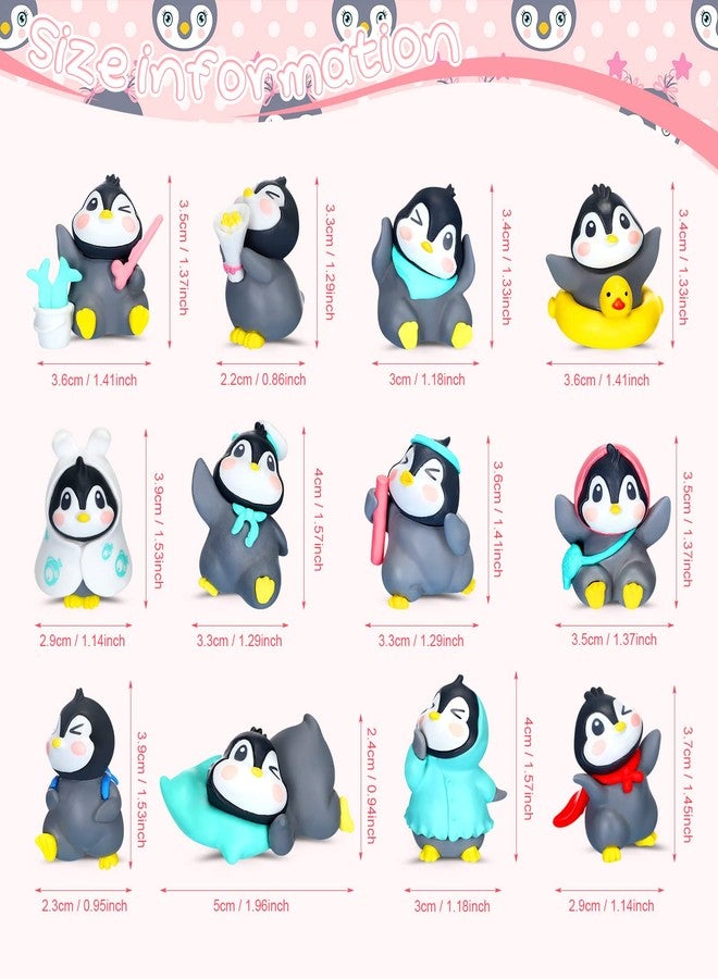 Macarrie 24 Pieces Mini Penguin Figurines Collection Playset - Birthday Cake Cupcake Topper, Cartoon Character Toys, Garden Party Decoration - Image 3