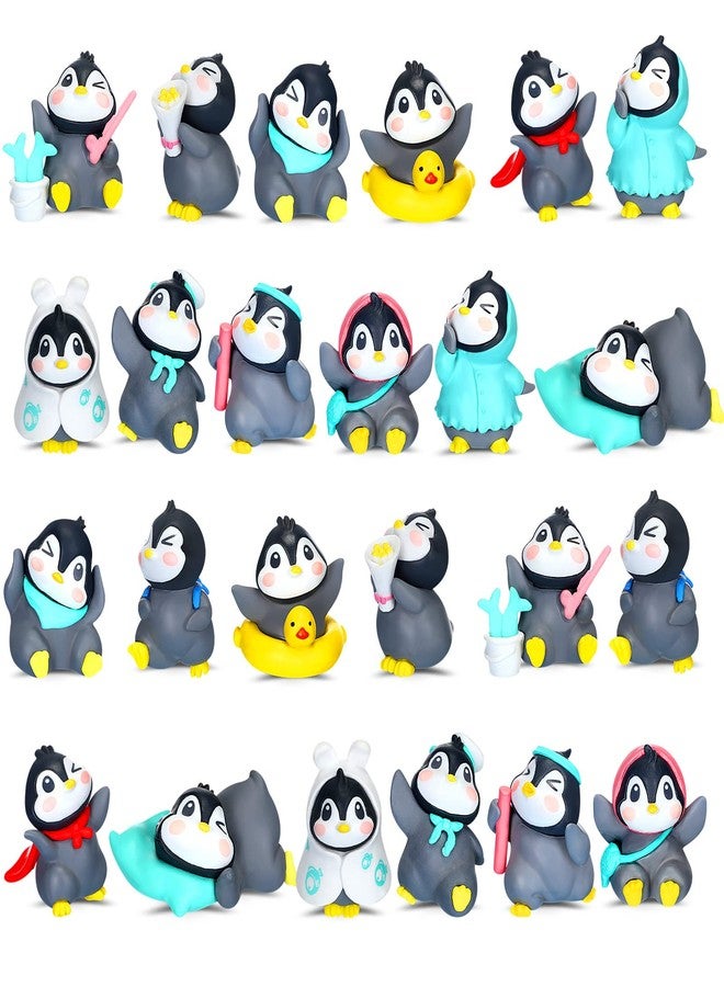 Macarrie 24 Pieces Mini Penguin Figurines Collection Playset - Birthday Cake Cupcake Topper, Cartoon Character Toys, Garden Party Decoration - Image 1