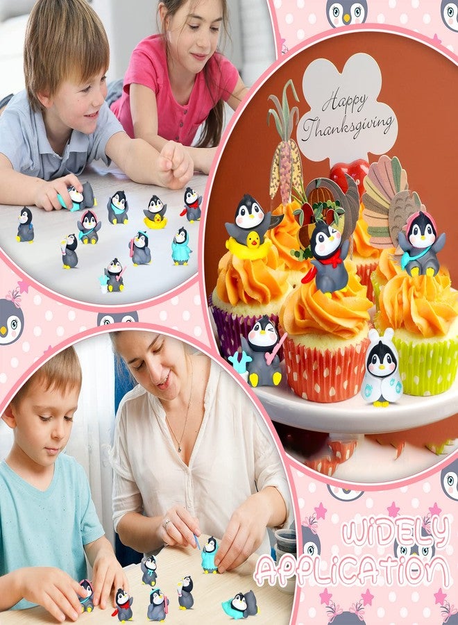 Macarrie 24 Pieces Mini Penguin Figurines Collection Playset - Birthday Cake Cupcake Topper, Cartoon Character Toys, Garden Party Decoration - Image 4