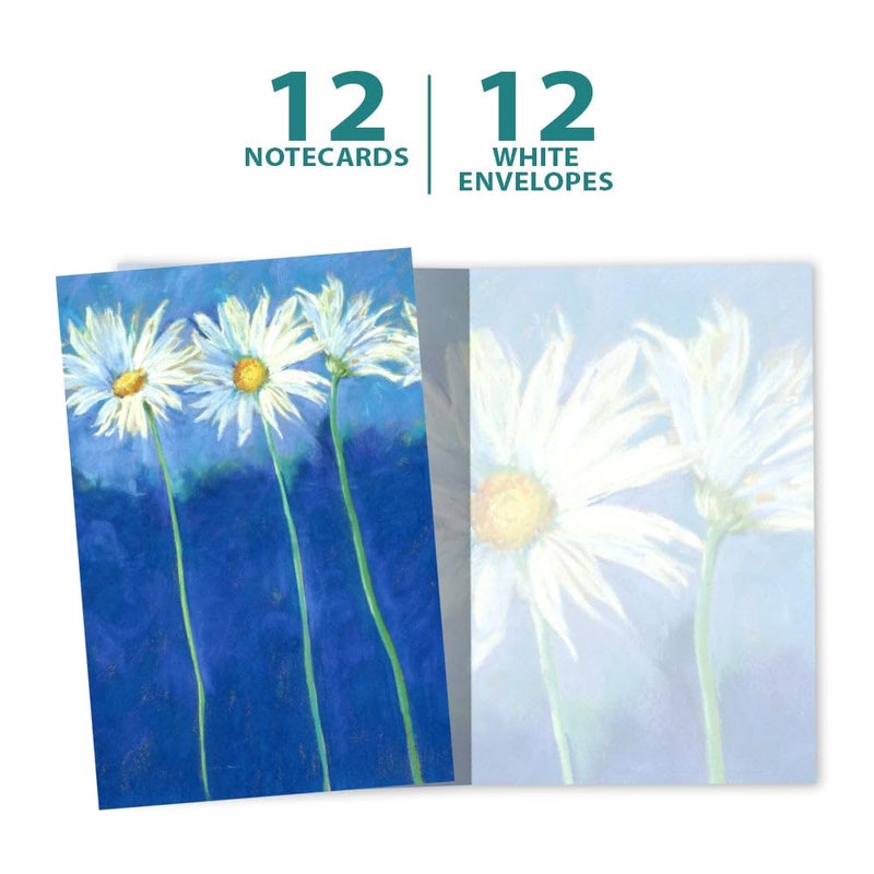 Tree-Free Greetings Daisies on Blue All Occasion Cards - 12 Recycled 4x6 Cards & White Envelopes, Thick Cardstock, Sustainably Made in USA - Nostalgic Summer Flowers - Image 5