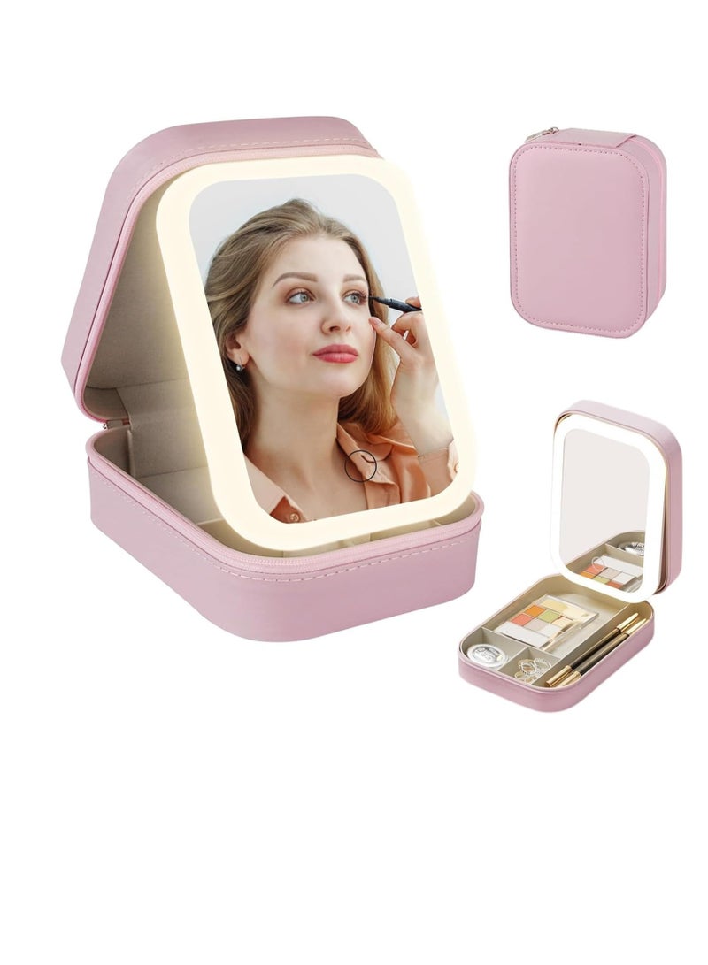 عام السفر مرآة مستحضرات التجميل مع مصباح ، والتعاقد من نوع حقيبة مستحضرات التجميل مع الصمام مرآة ، مرآة مستحضرات التجميل المحمولة الإضاءة ، ثلاثة ألوان الإضاءة حالة مستحضرات التجميل ، 1200mAh شحن الجدول مرآة مستحضرات التجميل - Image 1