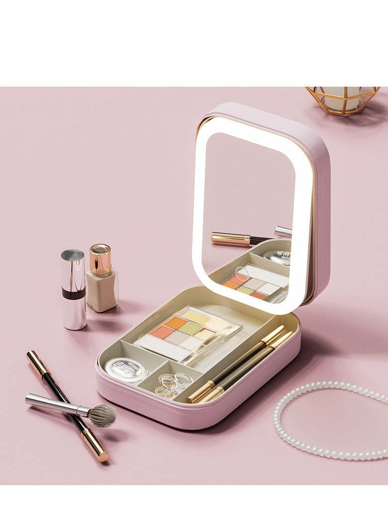 عام السفر مرآة مستحضرات التجميل مع مصباح ، والتعاقد من نوع حقيبة مستحضرات التجميل مع الصمام مرآة ، مرآة مستحضرات التجميل المحمولة الإضاءة ، ثلاثة ألوان الإضاءة حالة مستحضرات التجميل ، 1200mAh شحن الجدول مرآة مستحضرات التجميل - Image 3