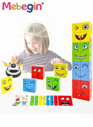 Expression Blocks Set with Clap Bell and 64 Cards, Wooden Expressions Matching Block Puzzles, Funny Emoji Building Cubes, Face Changing Magic Cube Game, Educational Montessori Toys, Perfect Gift for Kids - pzsku/Z7498DC1DDBB79057D785Z/45/1746219944/283ef85b-f12d-4d37-900a-94afadd86a85