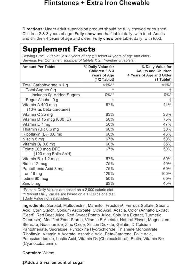 Flintstones Vitamins Flintstones Chewable Kids Multivitamin with Vitamin C, D, B12 & Iron for Toddlers, 90 Count - Image 2
