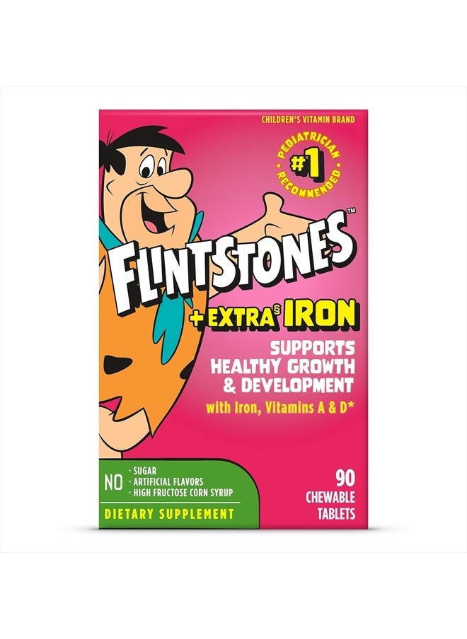 Flintstones Vitamins - Flintstones Chewable Kids Multivitamin with Vitamin C, D, B12 & Iron for Toddlers, 90 Count - Image 1